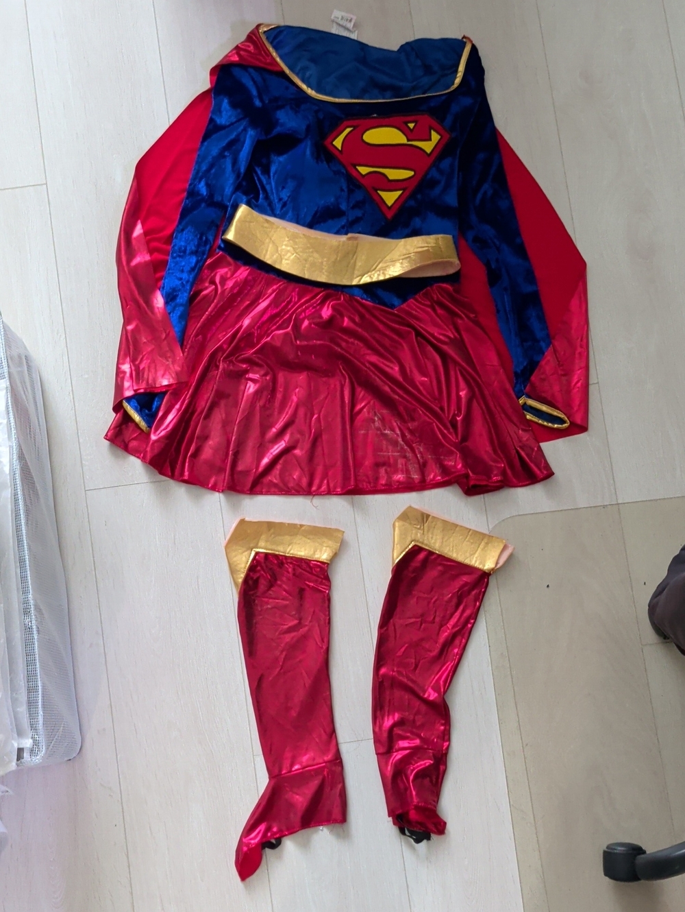 DC Comics Girls' Supergirl Costume Dress in Blue, Red & Gold
